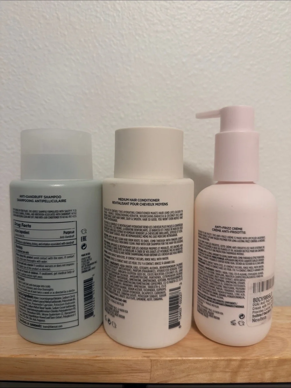 QUAI Bundle Anti-Dandruff Shampoo, Medium Hair Conditioner, & Anti-Frizz Crème